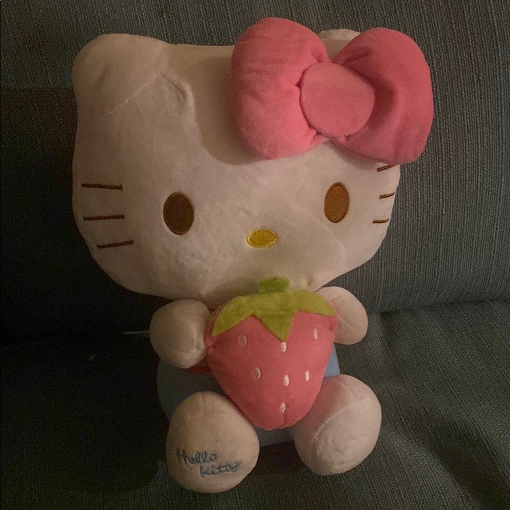 Hello Kitty Plush with Pink Bow and Strawberry